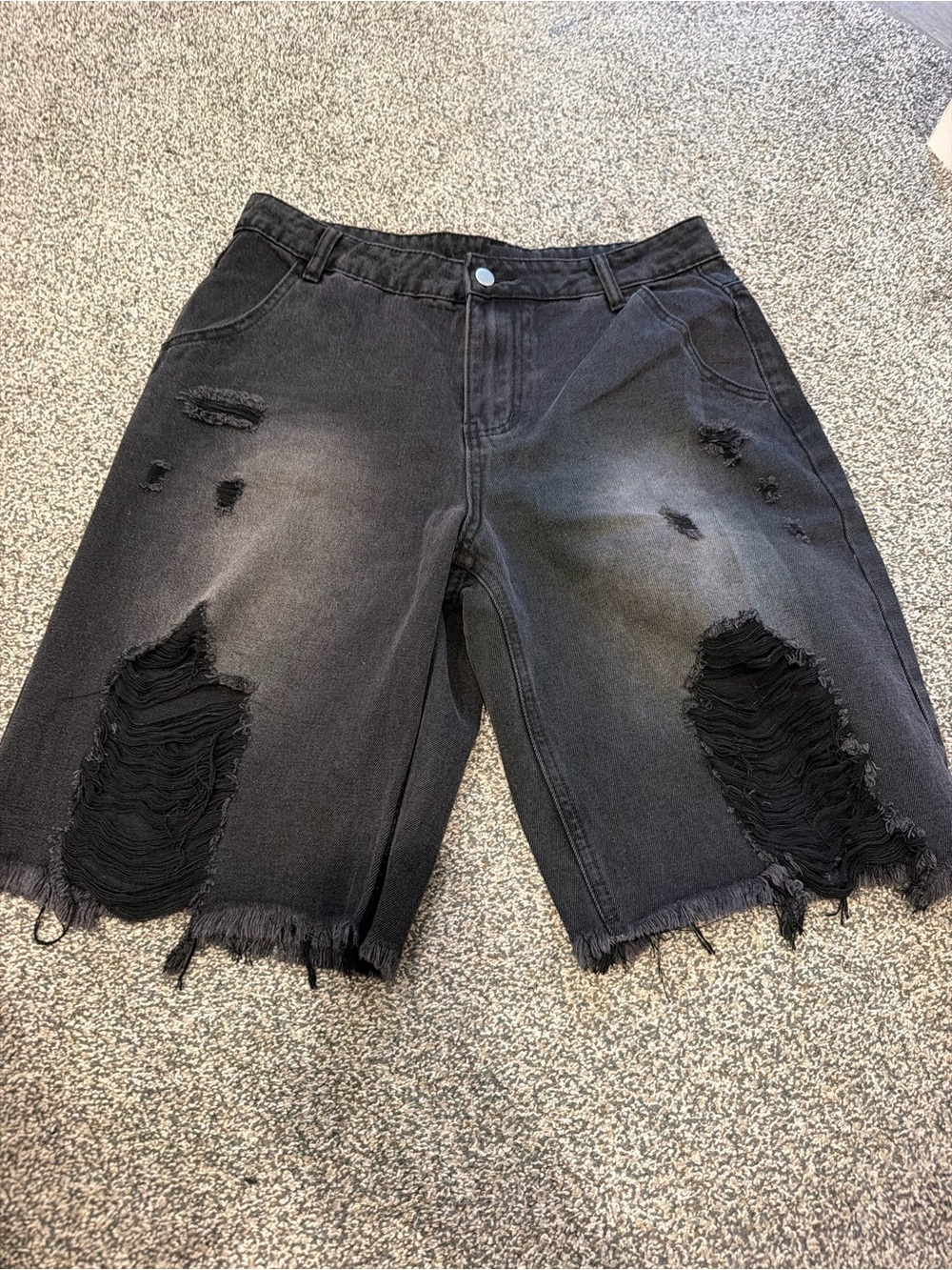 Black Distressed Denim Shorts